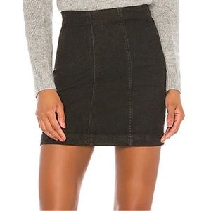 Free People Black Denim Modern Femme Mini Skirt